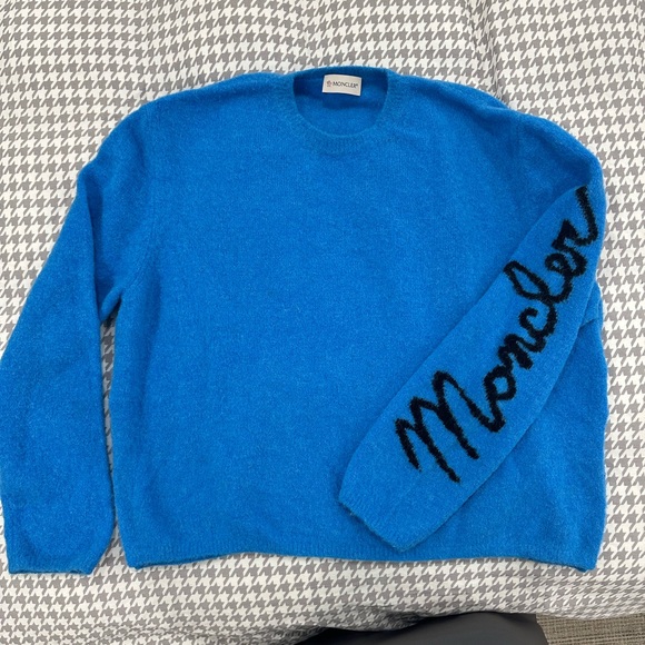 Moncler Cobalt Sweater with Logo Sleeve Worn once! - Picture 3 of 4